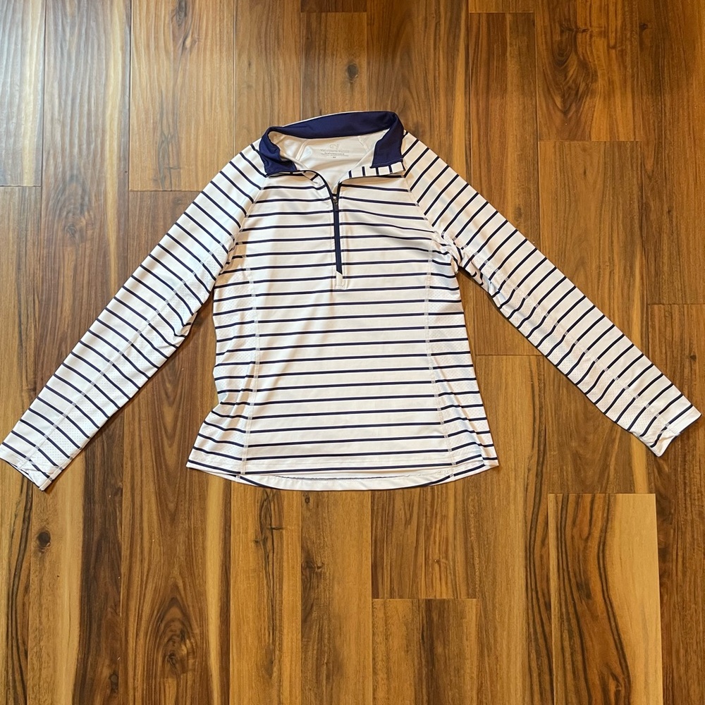 Vineyard Vines Navy Striped Half Zip Size Medium